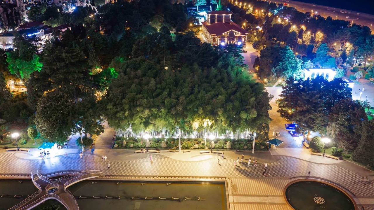 На Старом бульваре Батуми завершили монтаж декоративной подсветки в бамбуковой роще.
